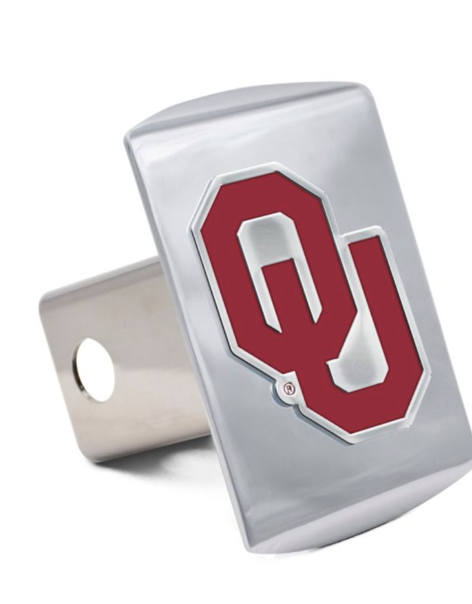 WinCraft Crimson OU on Chrome Hitch Cover