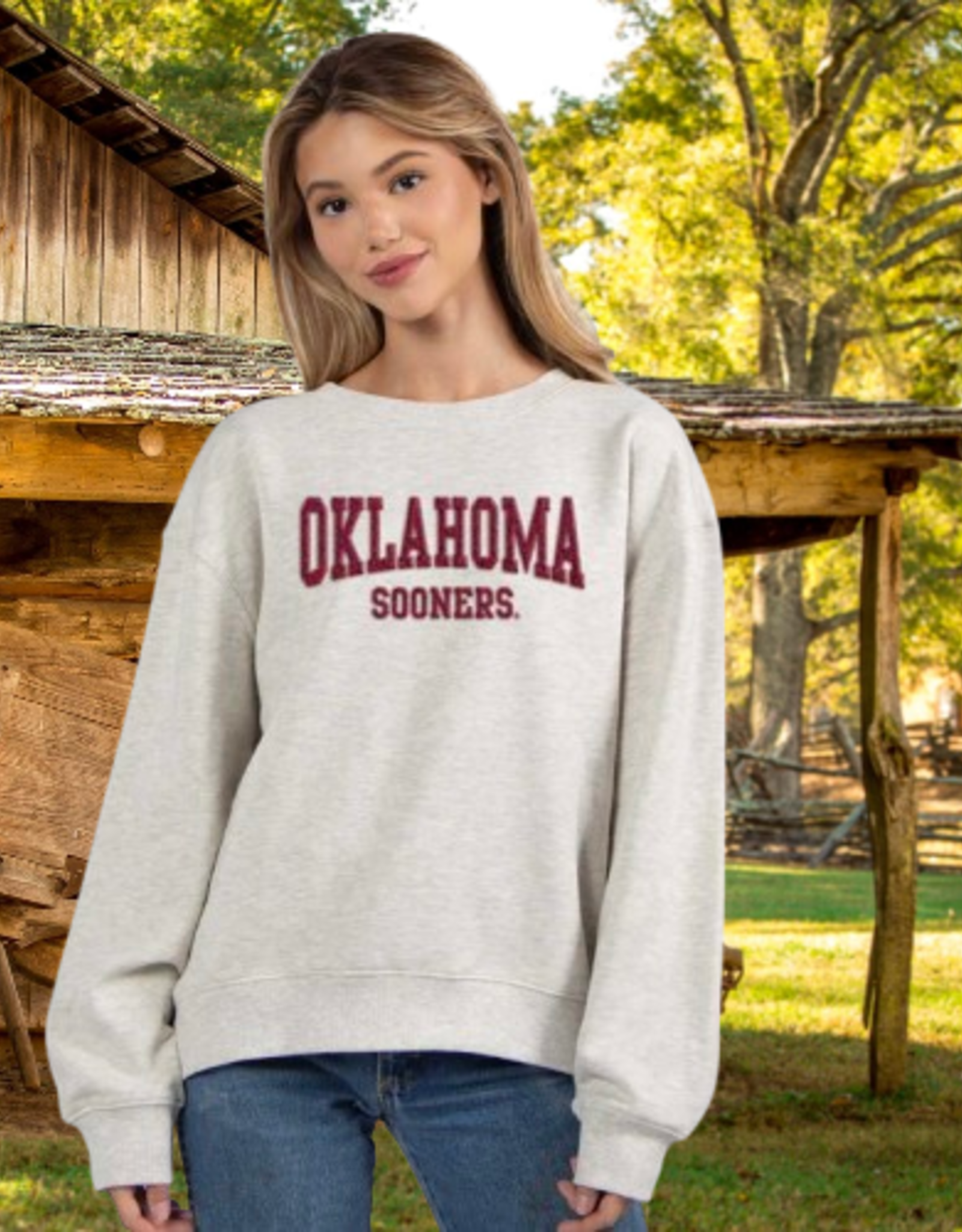 Womens Oklahoma Sooner Chenille Crewneck Balfour of Norman