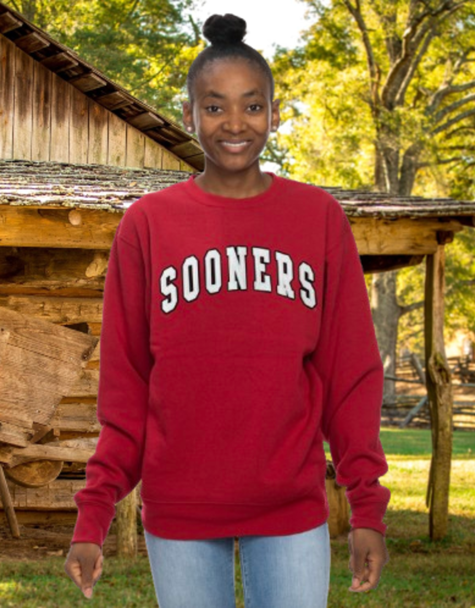 ZooZatz Unisex Sooners Applique Sweatshirt Crimson
