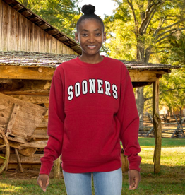 ZooZatz Unisex Sooners Applique Sweatshirt Crimson