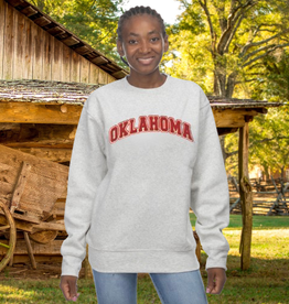 ZooZatz Unisex Oklahoma Chenille Applique Sweatshirt Oatmeal