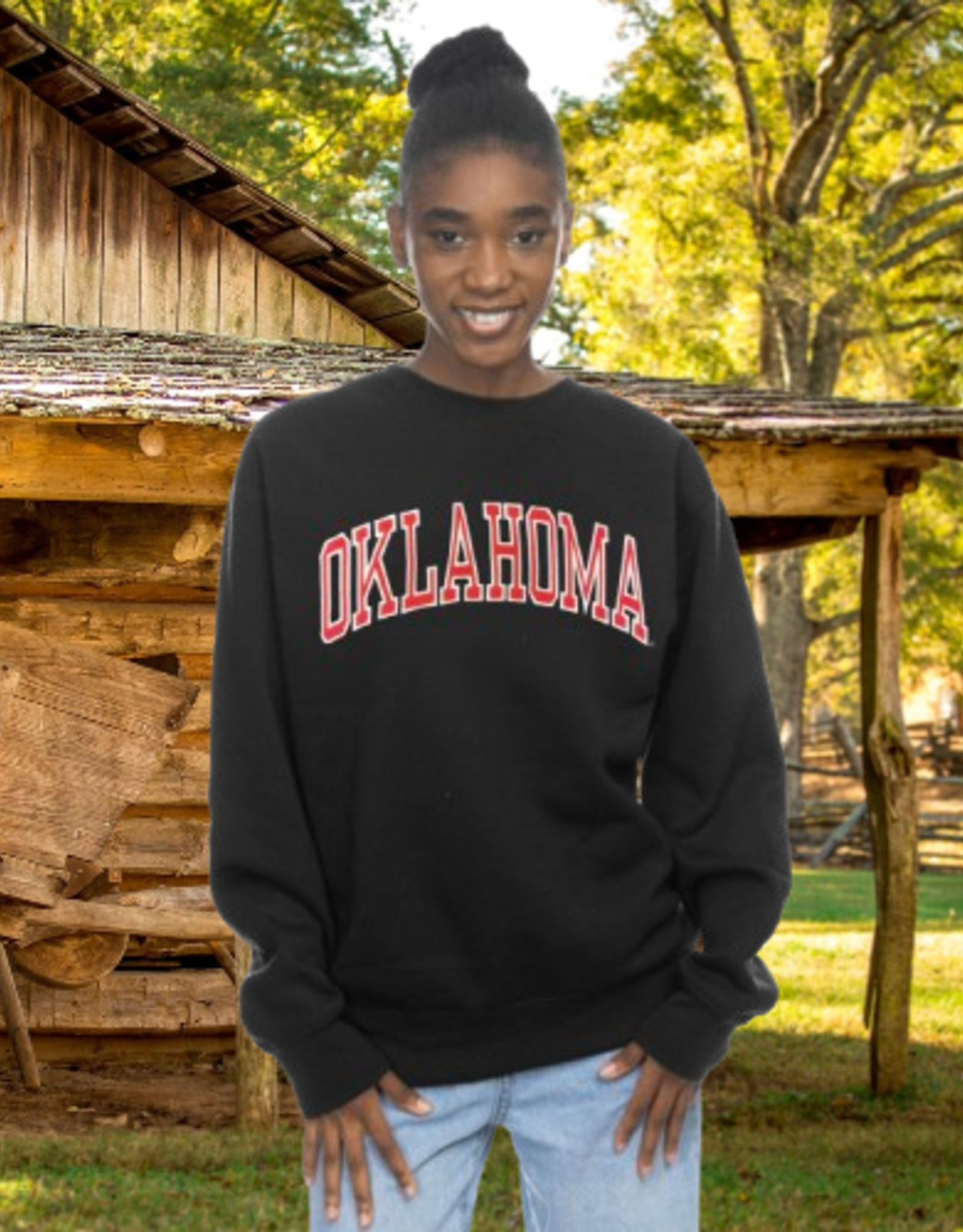 ZooZatz Unisex Oklahoma Applique Sweatshirt Black