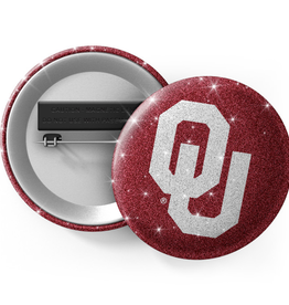 Spirit Gear OU Glitter Button 3" with Pin Back and Magnet