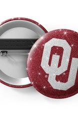 Spirit Gear OU Glitter Button 3" with Pin Back and Magnet