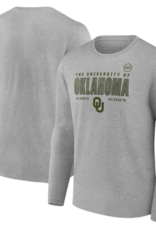 Fanatics Men's OHT Oklahoma OU Grid Steel Heather LS Crew Tee