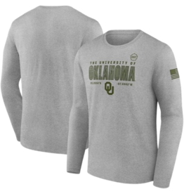 Fanatics Men's OHT Oklahoma OU Grid Steel Heather LS Crew Tee