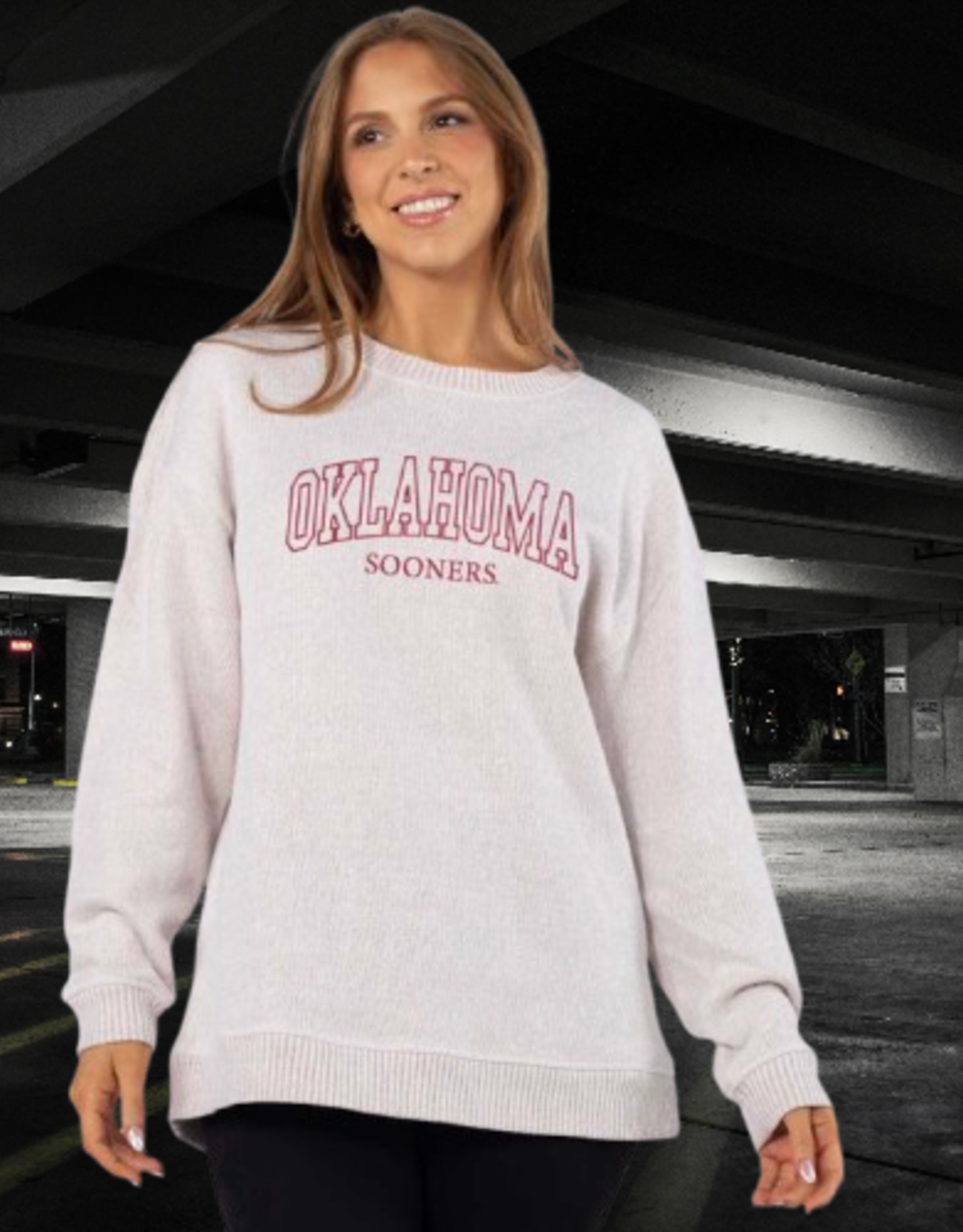 Chicka-d Womens Oklahoma Warm Up Crew Sweatshirt