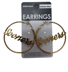 Spirit Gear Sooners Gold Tone Hoop Earring (Stainless Steel)