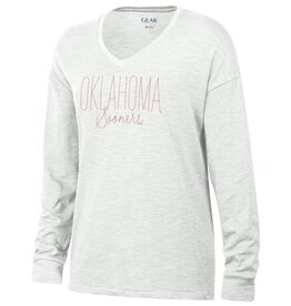 Gear For Sports Womens Oklahoma Sooners LS Slub Tee Winter White