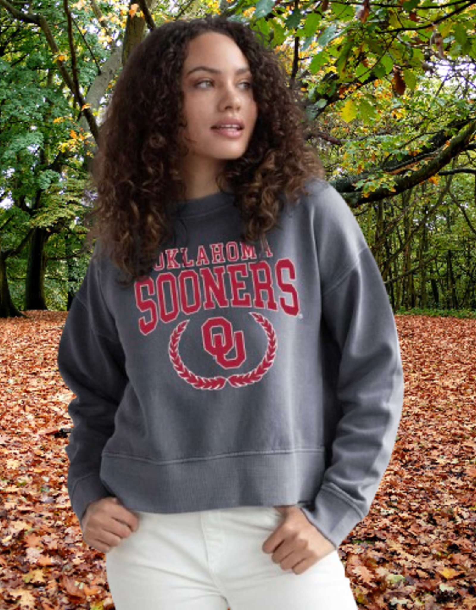 Chicka-d Womens Oklahoma Malibu Crew Smoke