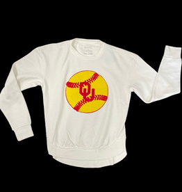 Capri Designs Womens OU Softball Poncho Fleece Crew