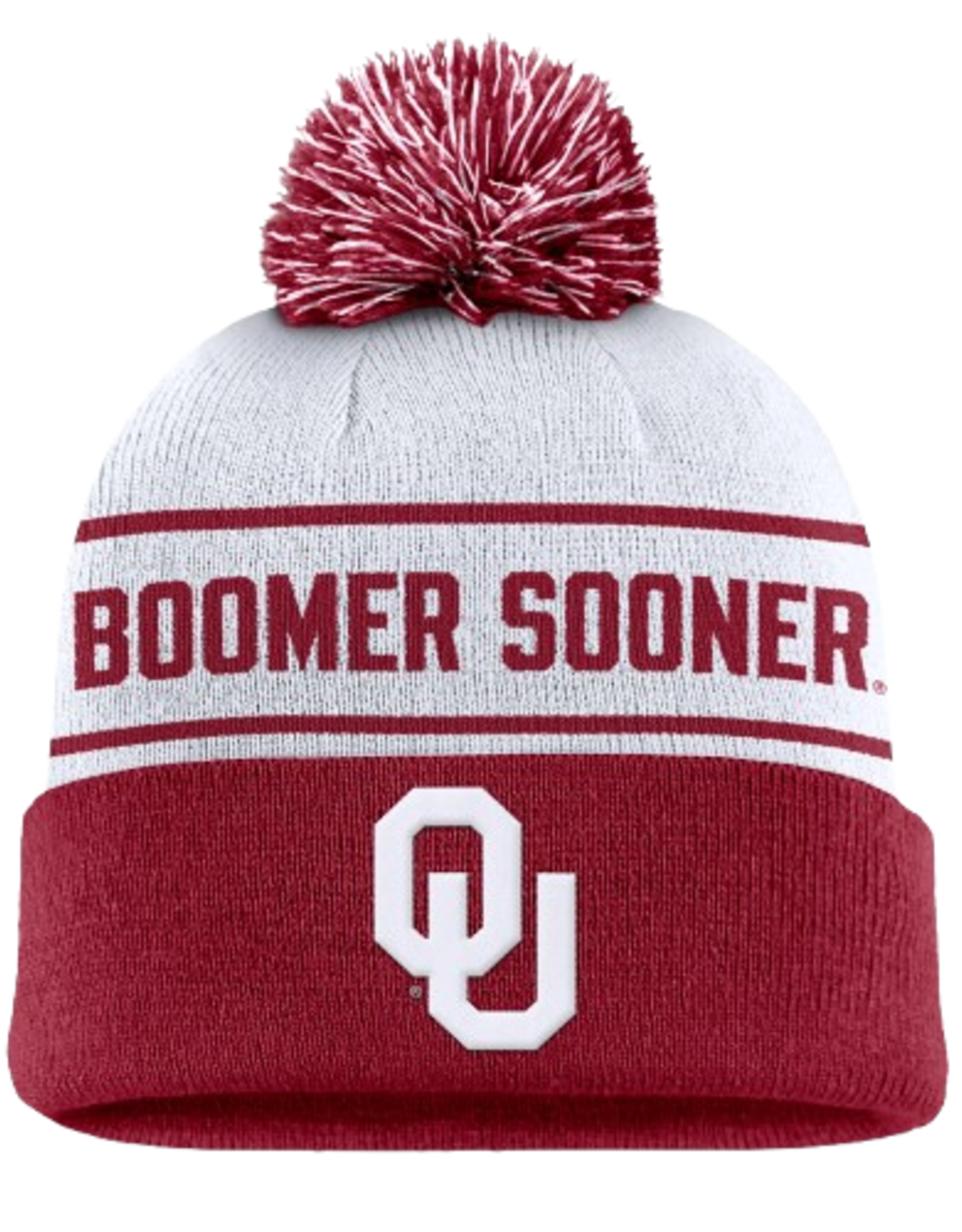 Jordan Men's Jordan OU Boomer Sooner Crimson/White Peak Pom Beanie