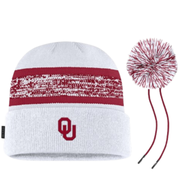 Jordan Men's Jordan OU White/Crimson Peak Removable Pom Cuff Beanie