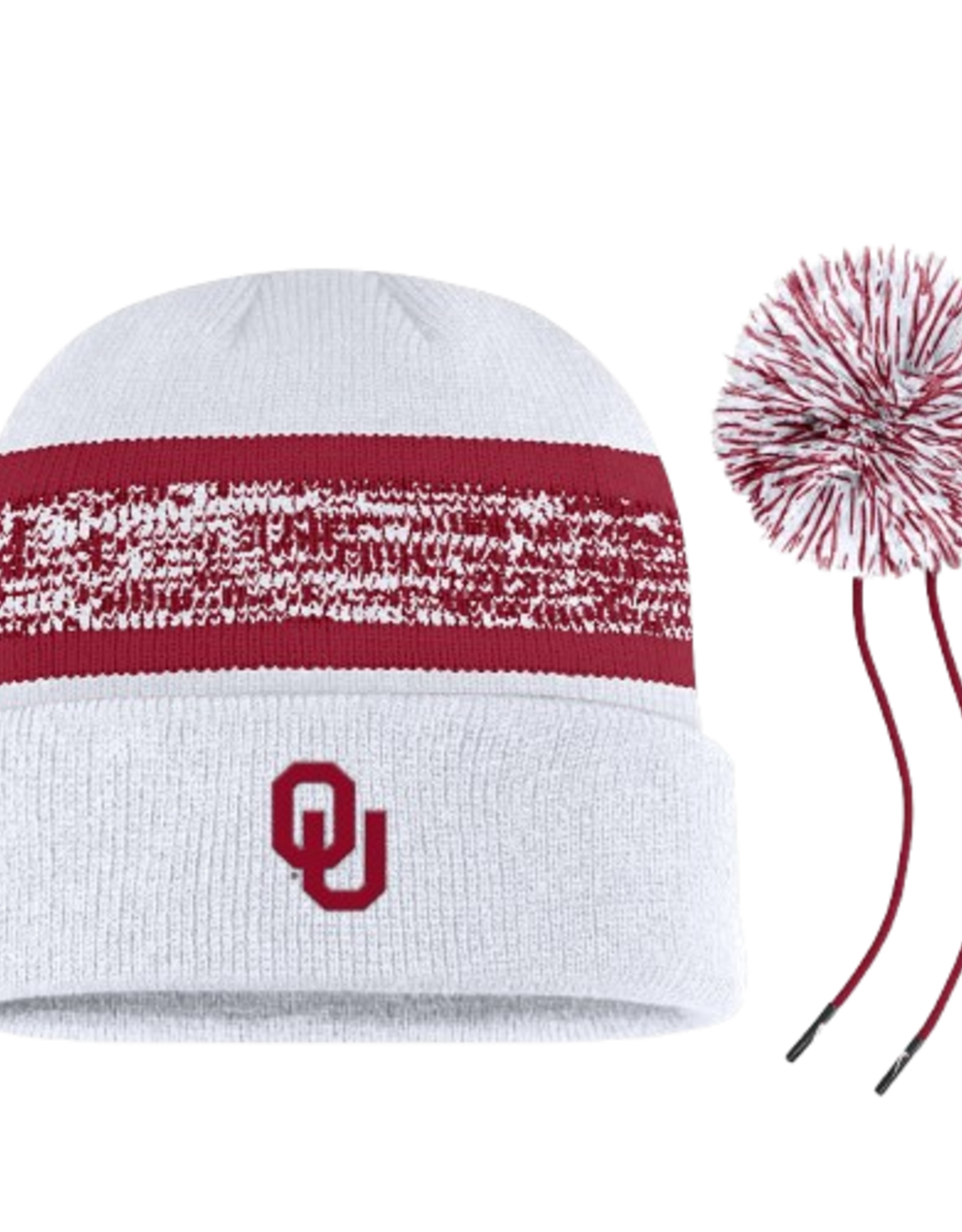 Jordan Men's Jordan OU White/Crimson Peak Removable Pom Cuff Beanie