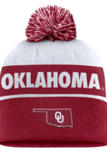 Jordan Men's Jordan Oklahoma Sooners White/Crimson State Shape Peak Pom Beanie