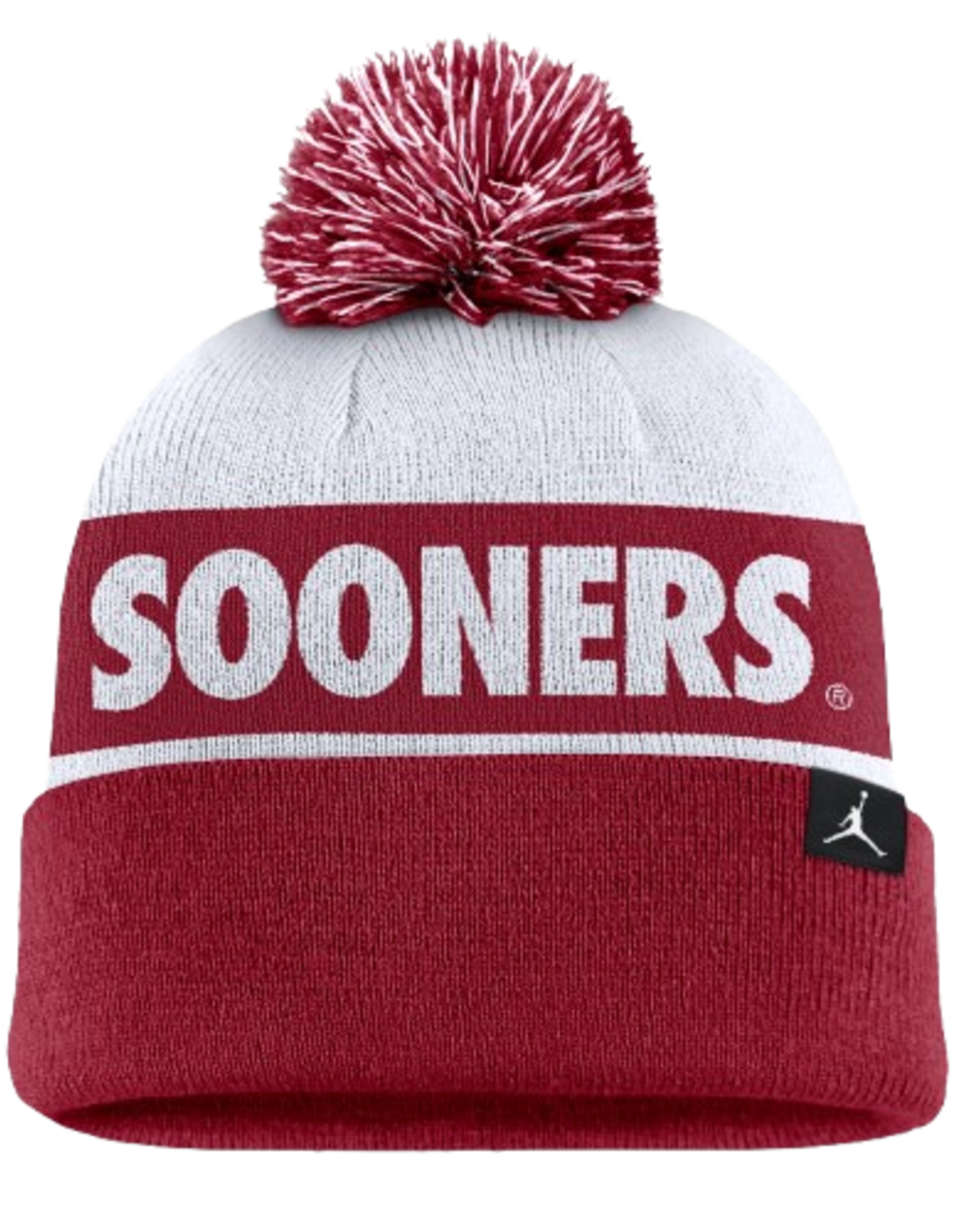 Jordan Men's Jordan Oklahoma Sooners White/Crimson State Shape Peak Pom Beanie