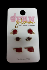 Fan Glam Game Day Stud Earrings-Set of 3