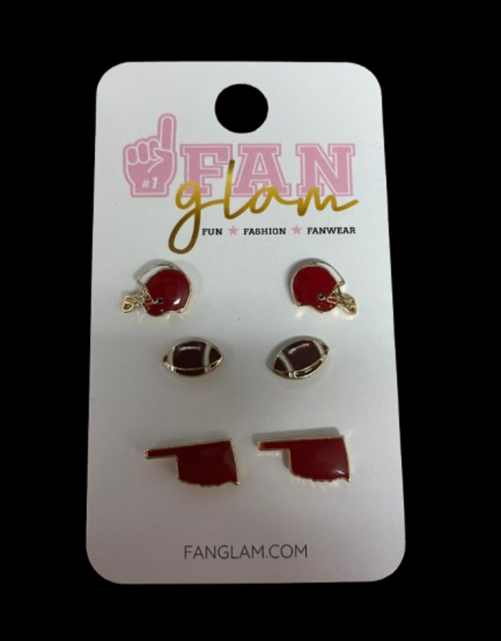 Fan Glam Game Day Stud Earrings-Set of 3