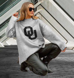Gameday Couture Womens Oversize Metallic Loose Knit Sweater