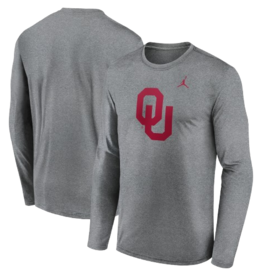 Jordan Mens Jordan Dri-Fit Dk Grey Primary Logo LS Tee