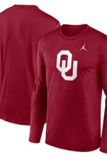 Jordan Mens Jordan Dri-Fit Dk Crimson Primary Logo LS Tee