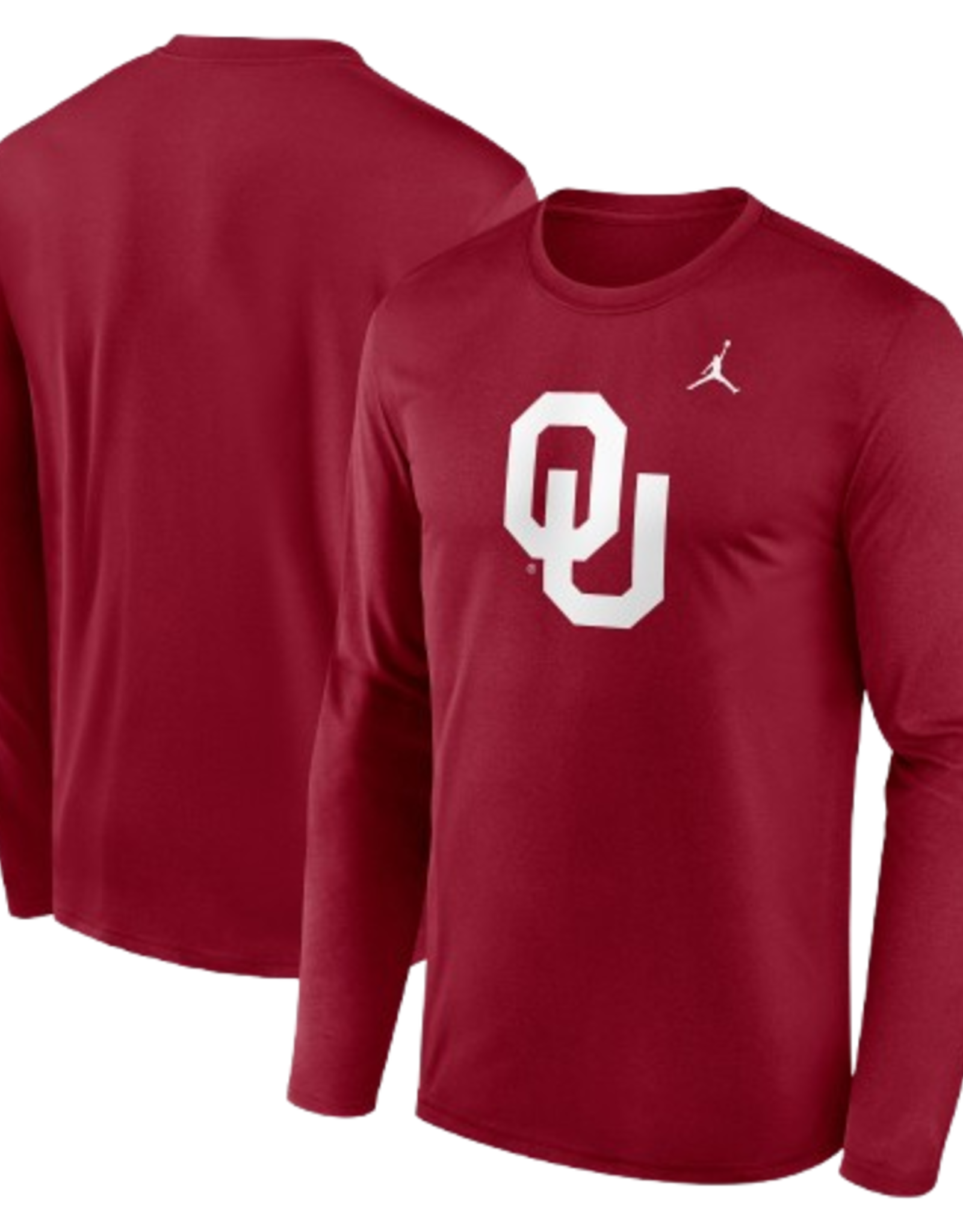 Jordan Mens Jordan Dri-Fit Dk Crimson Primary Logo LS Tee