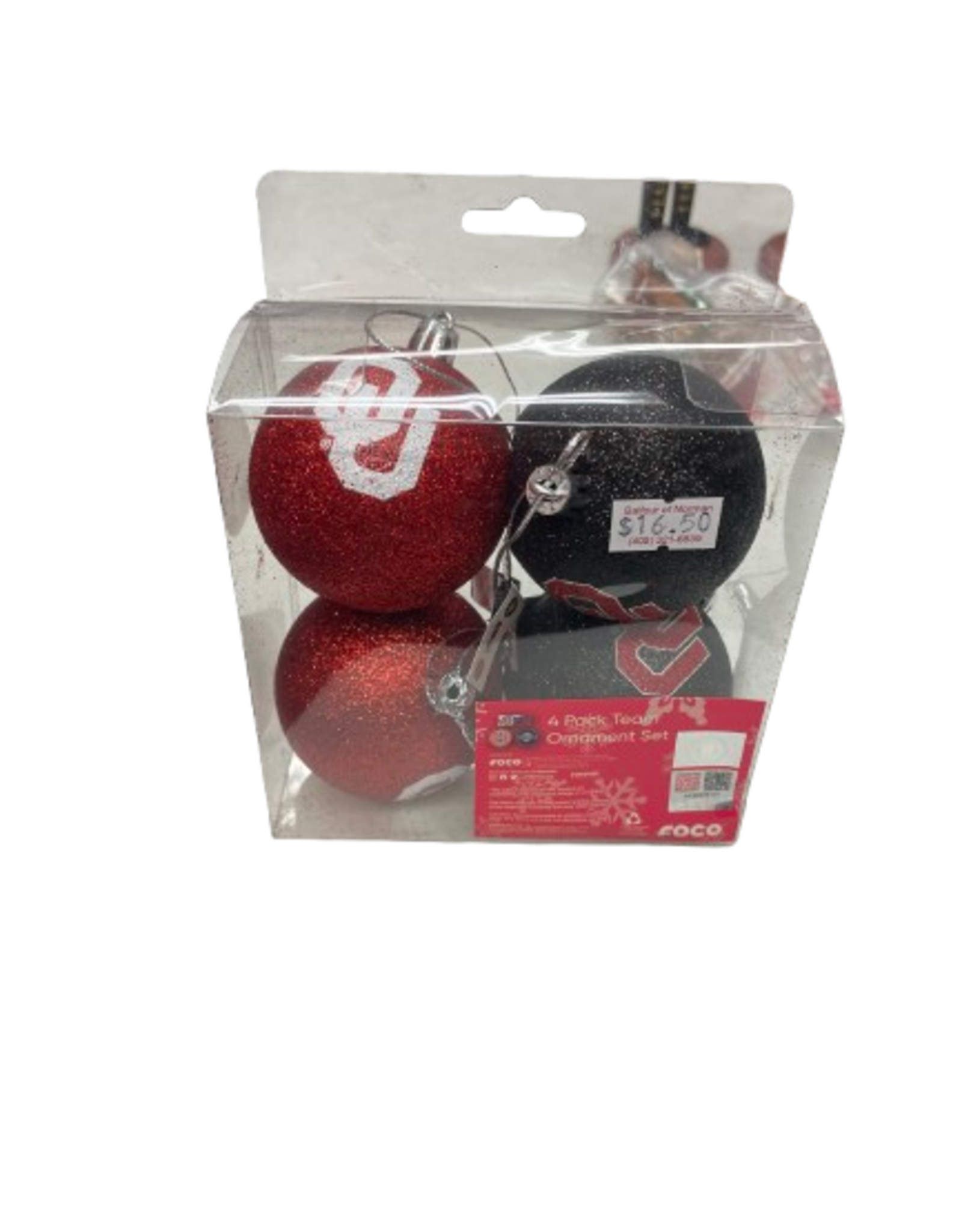 Forever Collectibles OU 4 Pack Glitter Ball Ornaments