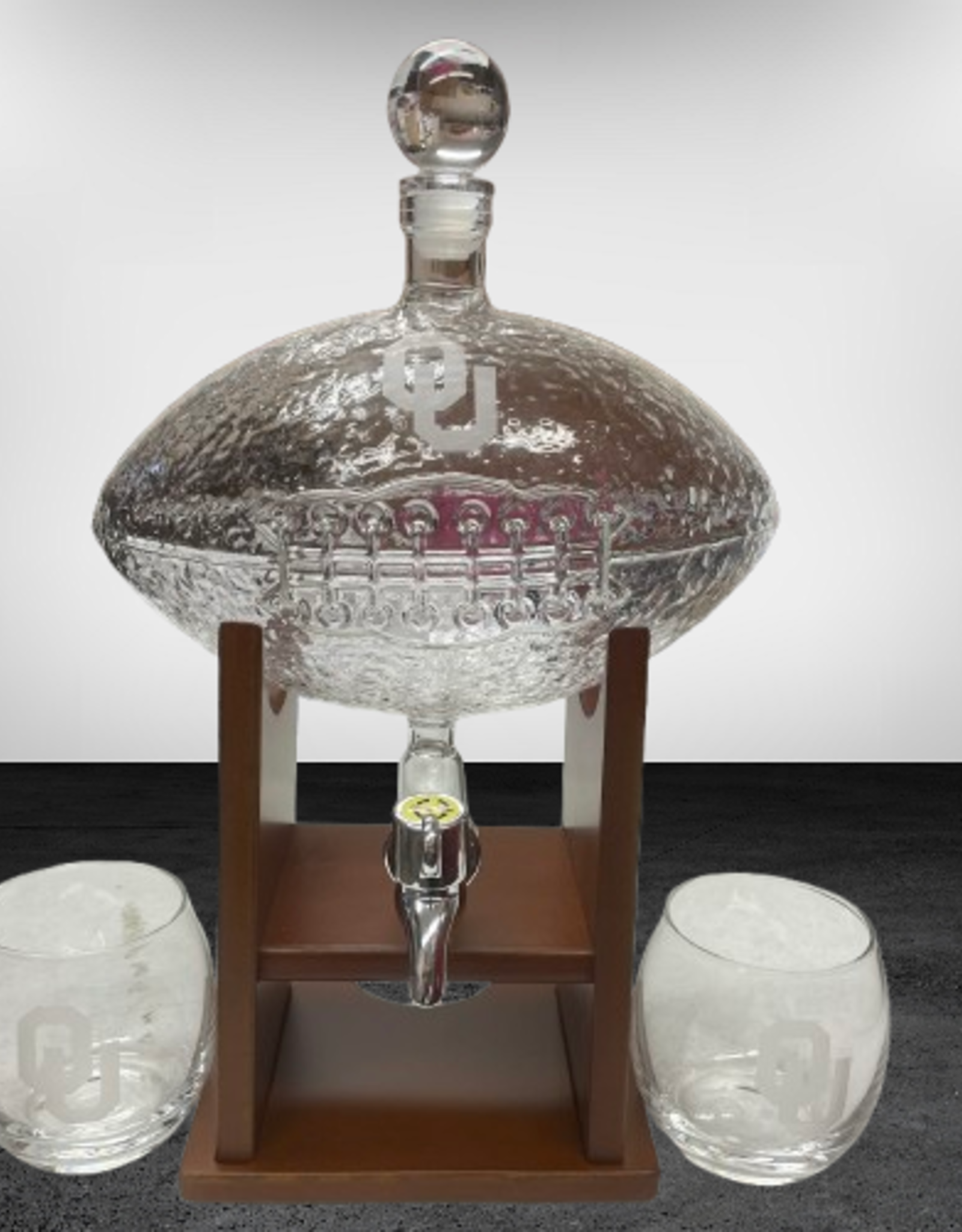 The Memory Company OU Football Decanter Set With 2 10oz Glasses