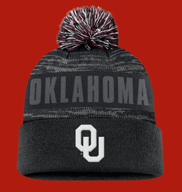 TOW OU Colton Black Pattern Beanie with Pom