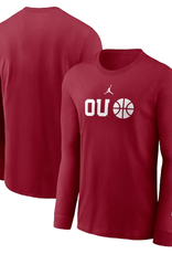 Jordan Men's Jordan Crimson OU Basketball Icon Long-sleeve Cotton Tee