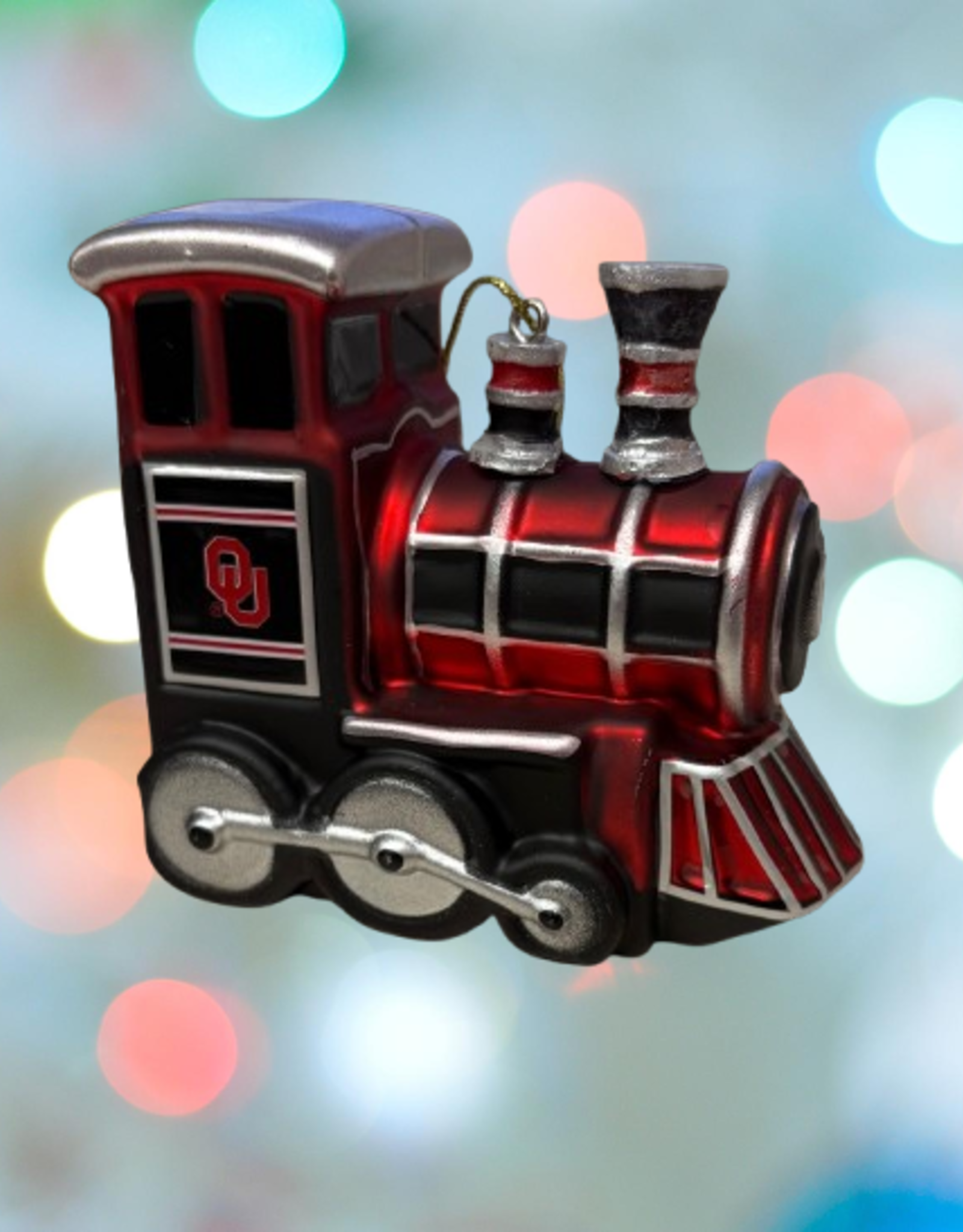 Forever Collectibles Oklahoma Sooners Blown Glass Train Ornament