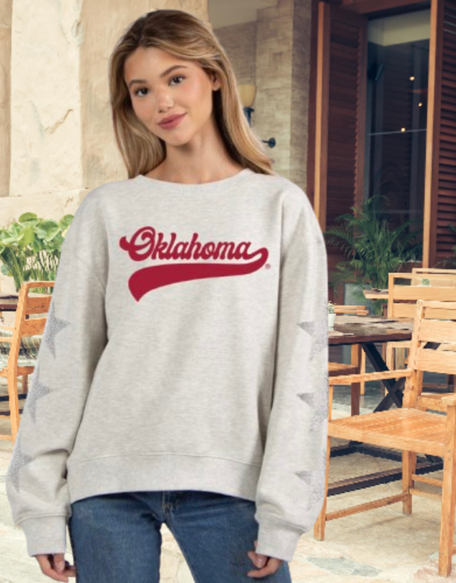 Chicka-d Womens Oklahoma Old School Crew Stars