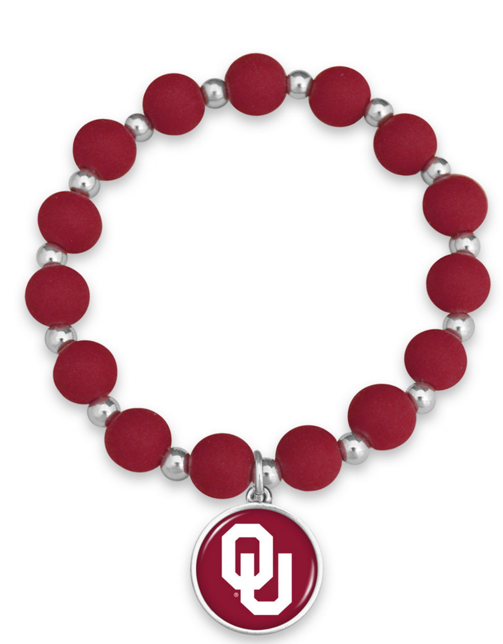 FTH FTH OU Sooners Silicone Bead Leah Stretch Bracelet
