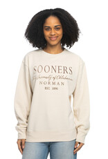 ZooZatz Women's Sand Sooners U of O Embroidered Crewneck