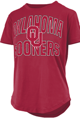 Pressbox Women's OU Crimson "Maxima Glitter" Crew-neck Tee