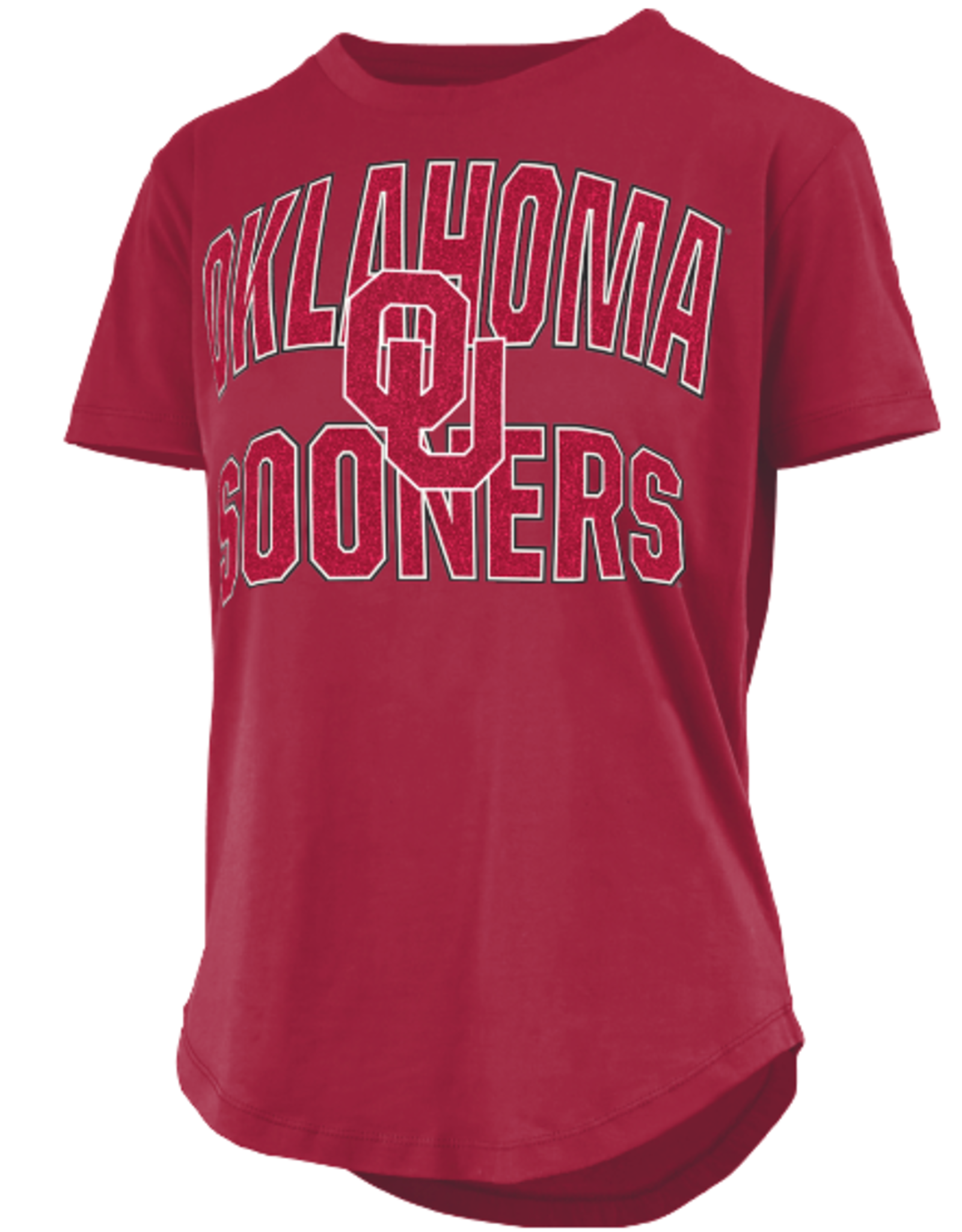 Pressbox Women's OU Crimson "Maxima Glitter" Crew-neck Tee