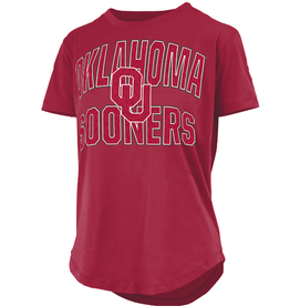 Pressbox Women's OU Crimson "Maxima Glitter" Crew-neck Tee