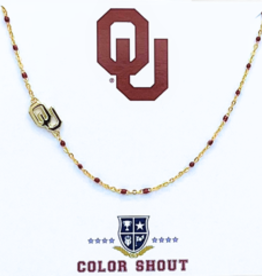 Color Shout OU Side Set Logo On Enamel Bead Necklace