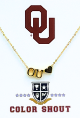 Color Shout I Love College OU Heart Necklace