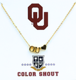 Color Shout I Love College OU Heart Necklace