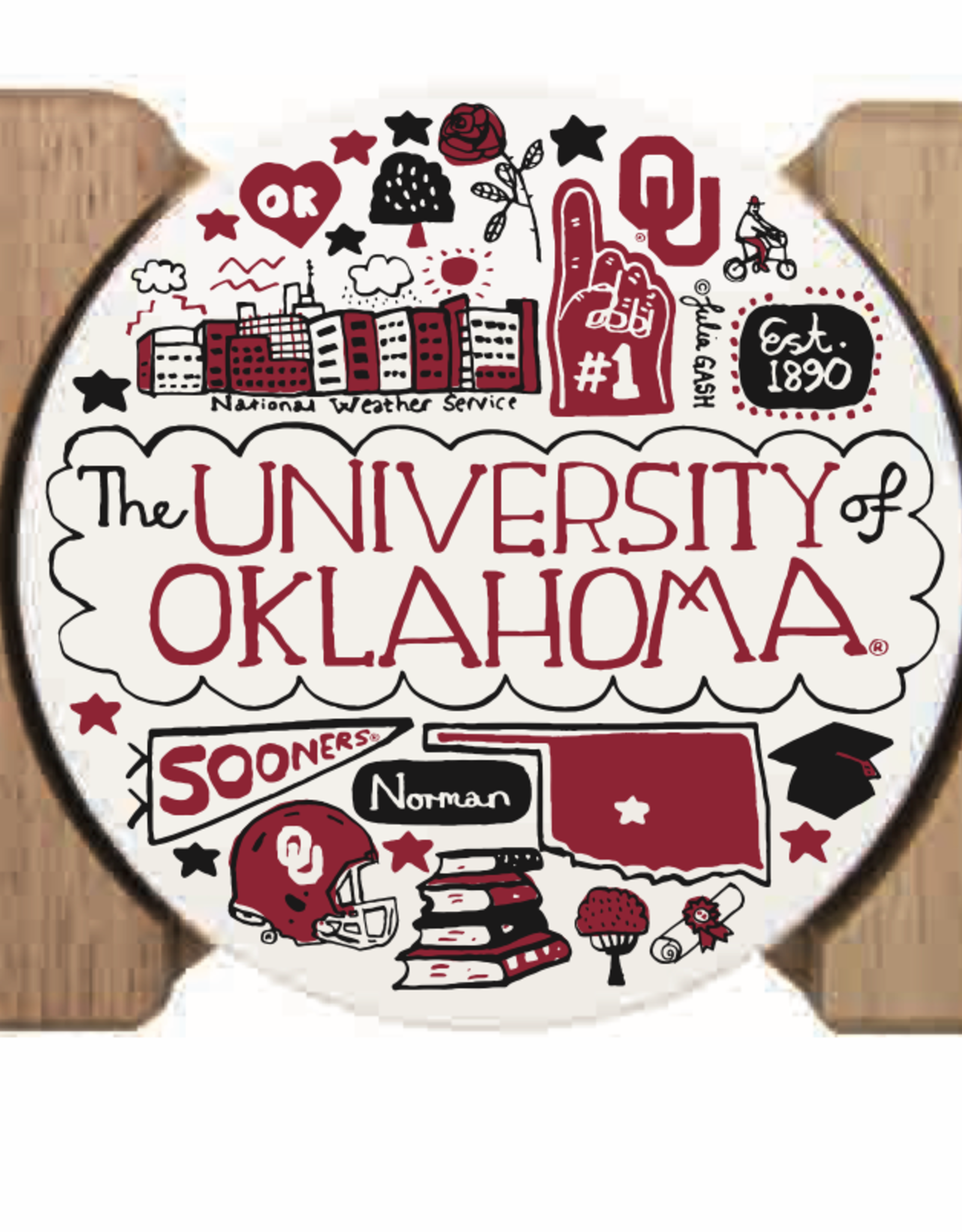 The Varsity Line Julia Gash OU Scenes 4-Pack Coaster Set