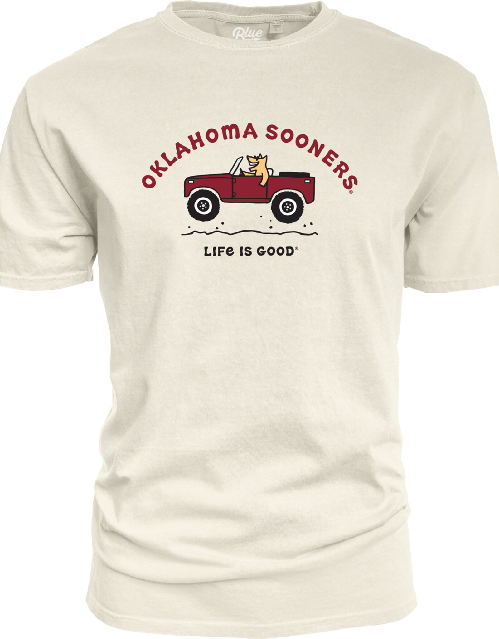 Blue 84 Life is Good Sooner Jake 4 Wheelin Dyed Ringspun Tee