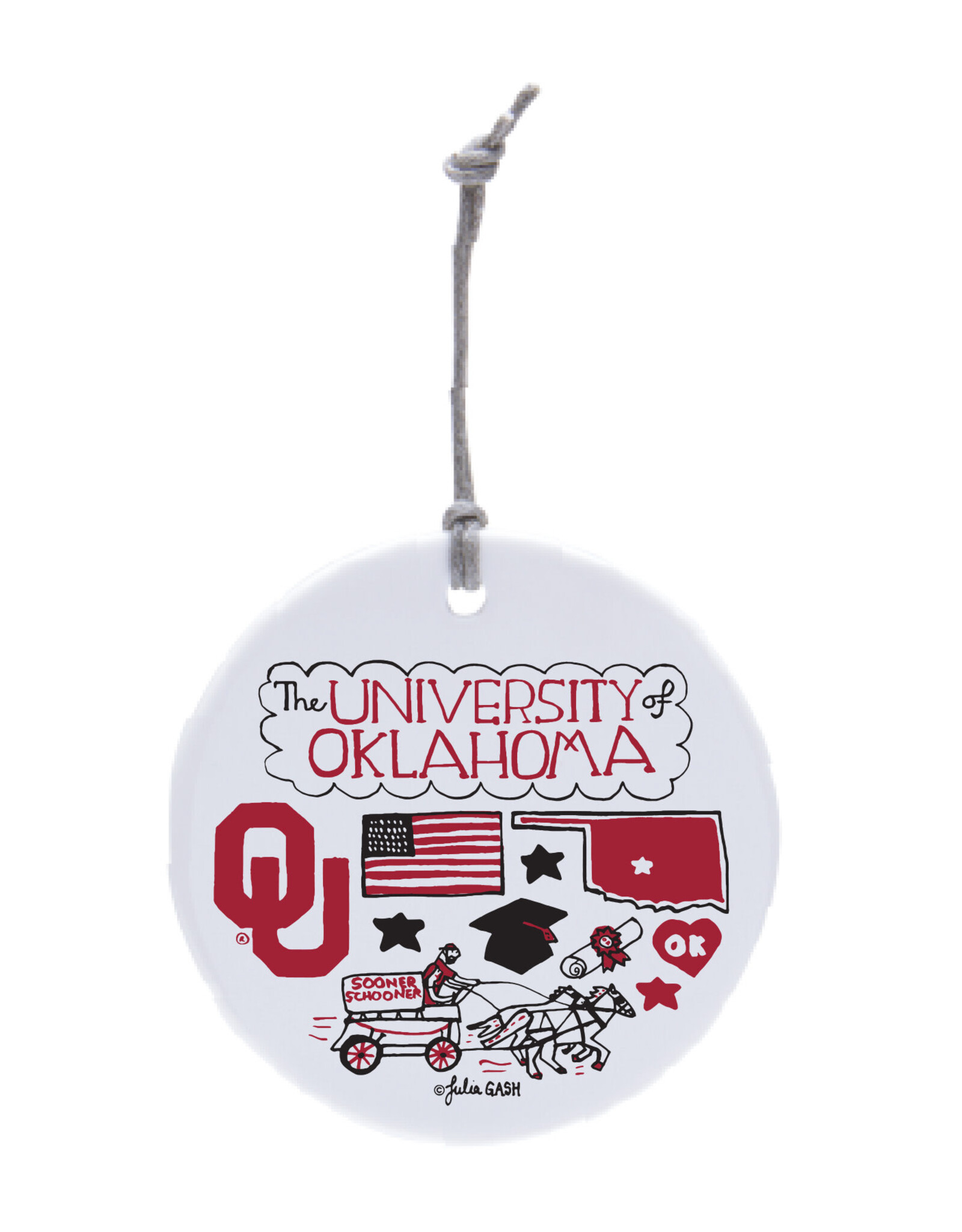 The Varsity Line Julia Gash OU Scenes Flat Ceramic Ornament