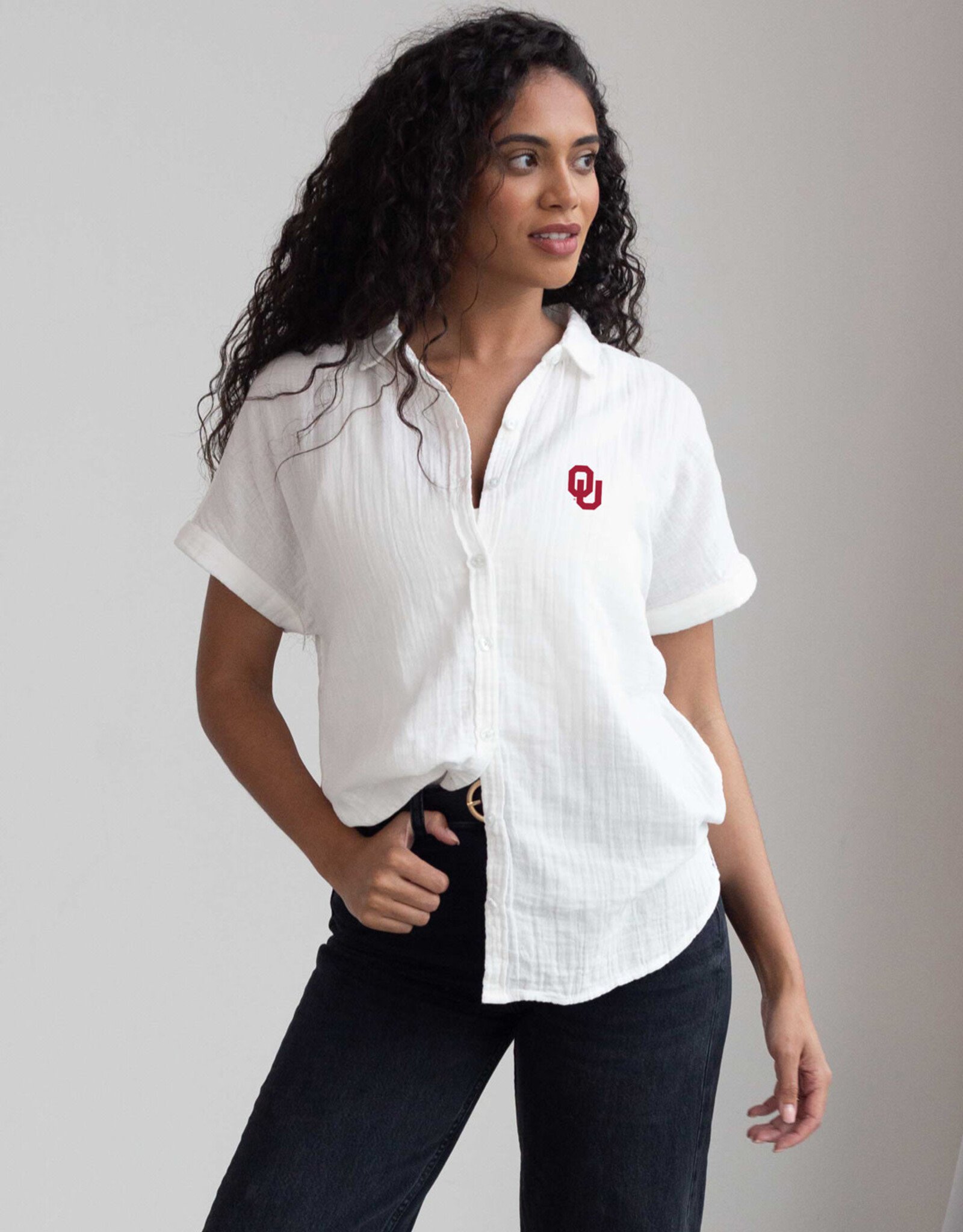 Chicka-d White OU Weekend Button-Up