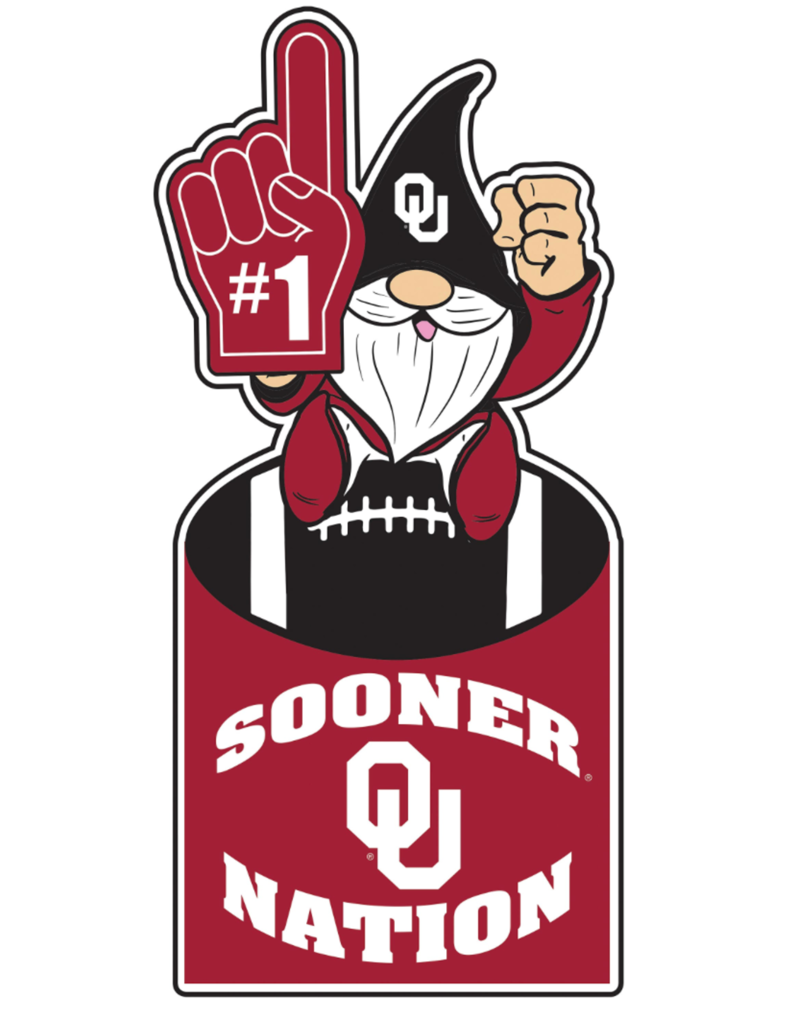 Evergreen OU Sooner Nation Metal Gnome Sign (10"x30")