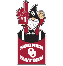 Evergreen OU Sooner Nation Metal Gnome Sign (10"x30")