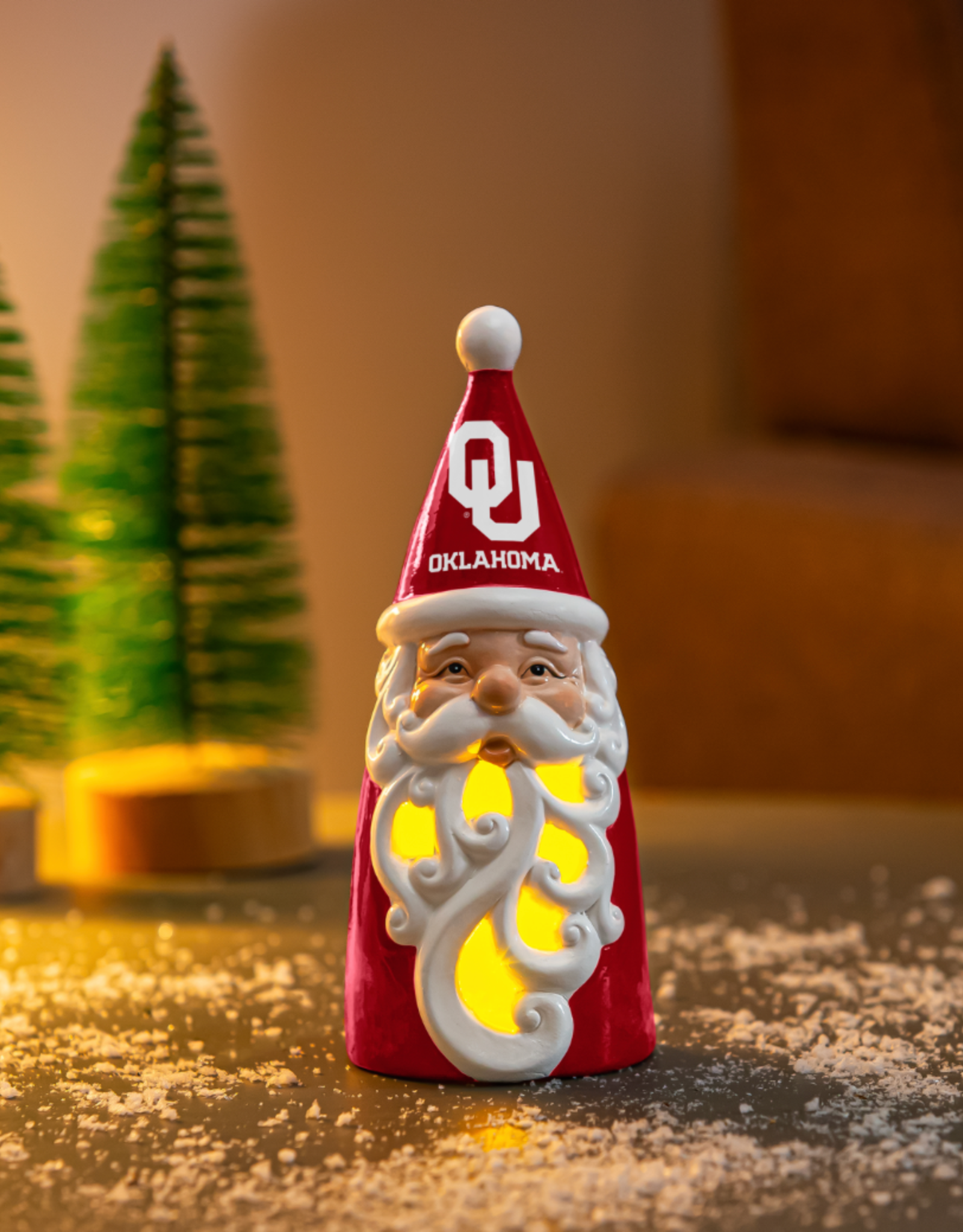 Evergreen 8" OU Santa LED Statuary