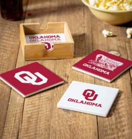 Evergreen OU 4-Piece Coaster Set w/ Wood Caddy
