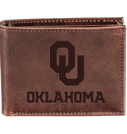 Evergreen OU Oklahoma BiFold Brown Leather Wallet