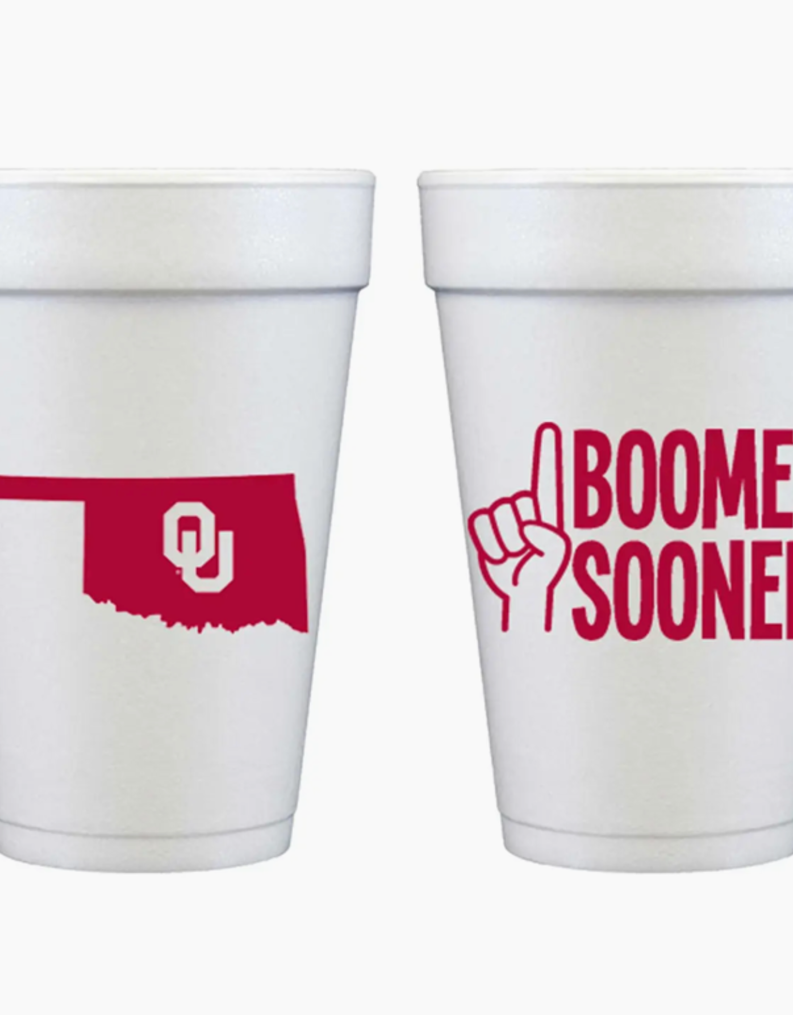 Two Funny Girls Oklahoma/Boomer Sooner 16oz Styrofoam Cup (10 Pack)
